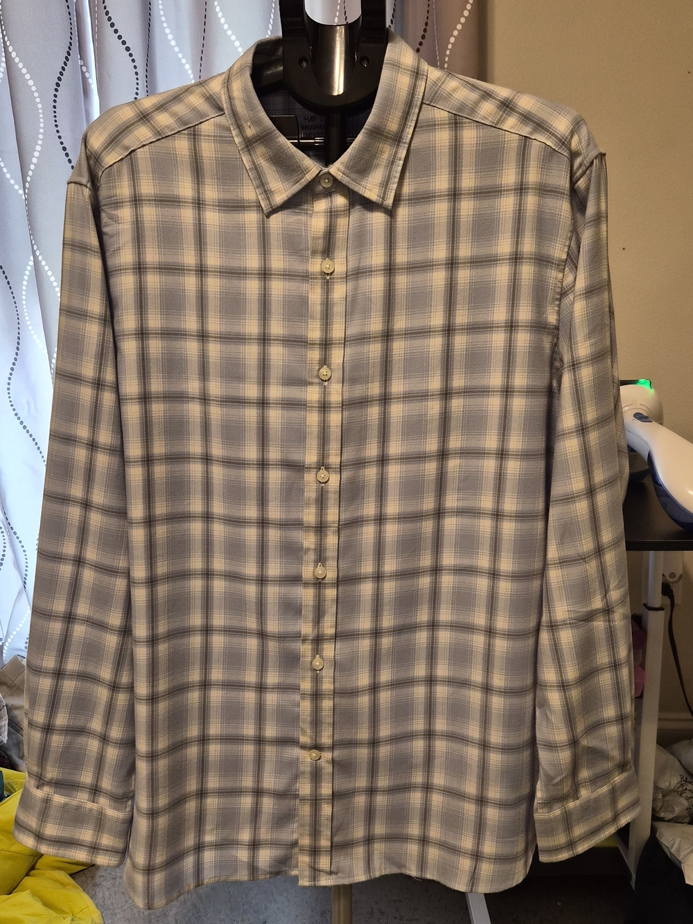 Vineyard Vines OTG Brushed Twill Plaid Button Down Shirt Men's XL Blue Cream